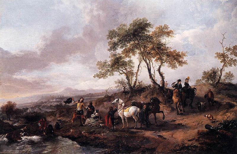Philips Wouwerman Halt of the Hunting Party oil painting picture